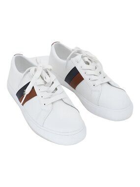 Lauren Ralph Women's Janson Lace Up Sneaker Snow White Lauren Navy Size 6.5M